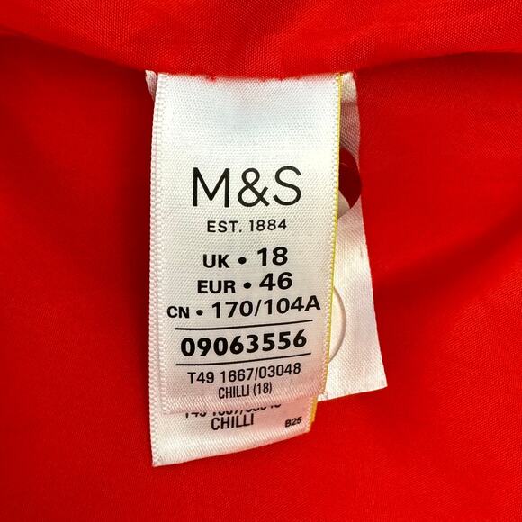 Marks and Spencer Duster Coat Chili Red Long Sleeves Button Closure | Size US14 - Picture 11 of 13